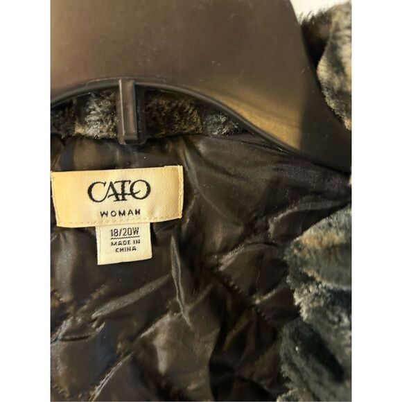 Cato plus 18-20w faux fur coat Mob wife style plush open jacket animal print rn# - Picture 2 of 9